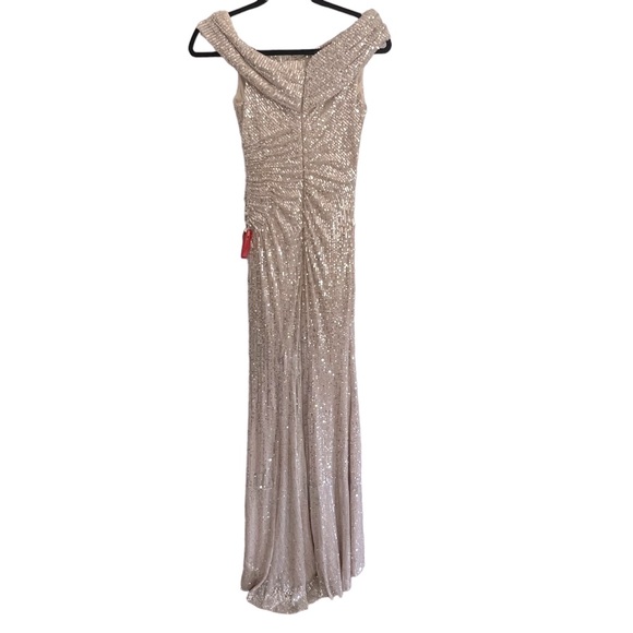 Mac Duggal Sequin Wrap One Shoulder Metallic Evening Gown Size 6 NeW - Picture 8 of 10
